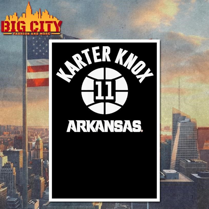 Arkansas Razorbacks Basketball Karter Knox #11 name number ball shirt