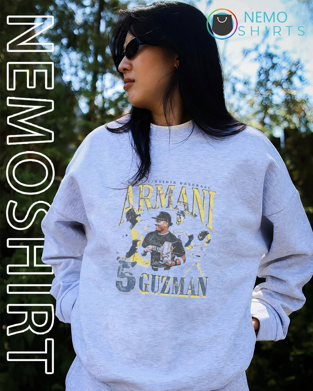 Armani Guzman West Virginia baseball player retro graphic shirt
