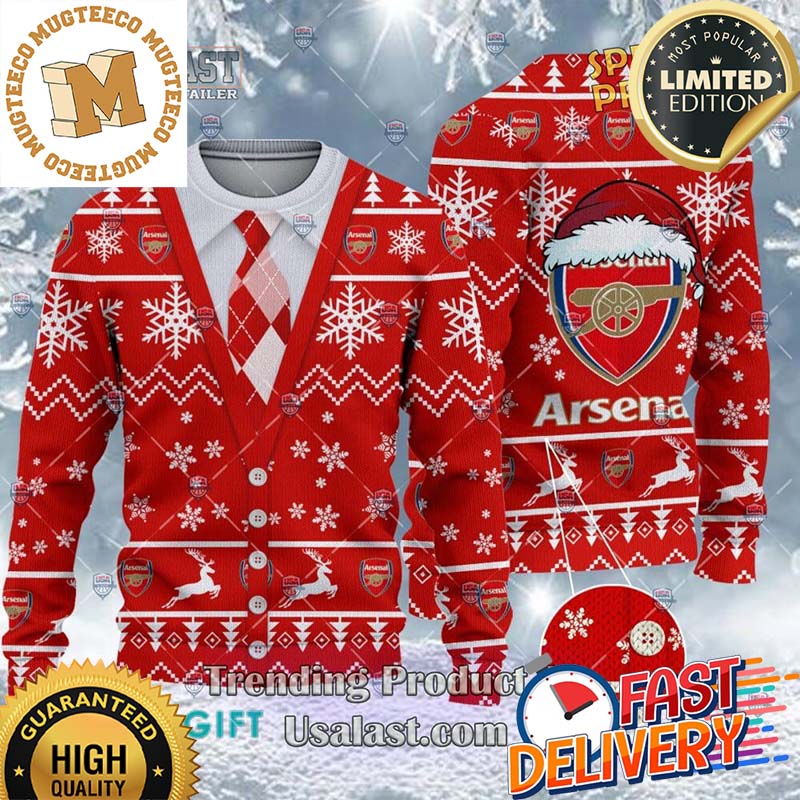 Arsenal F.C Cardigan Ugly Sweater 2023 For Holiday 2023 Xmas Gifts