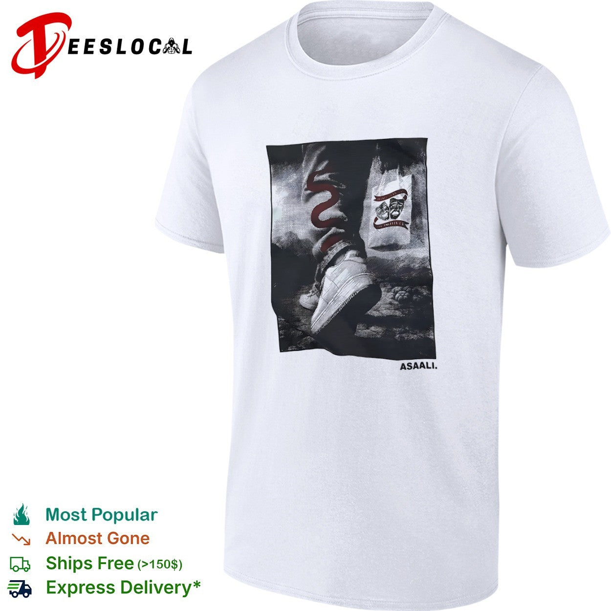 Asaali comedy tragedy shoes Los Angeles CA shirt