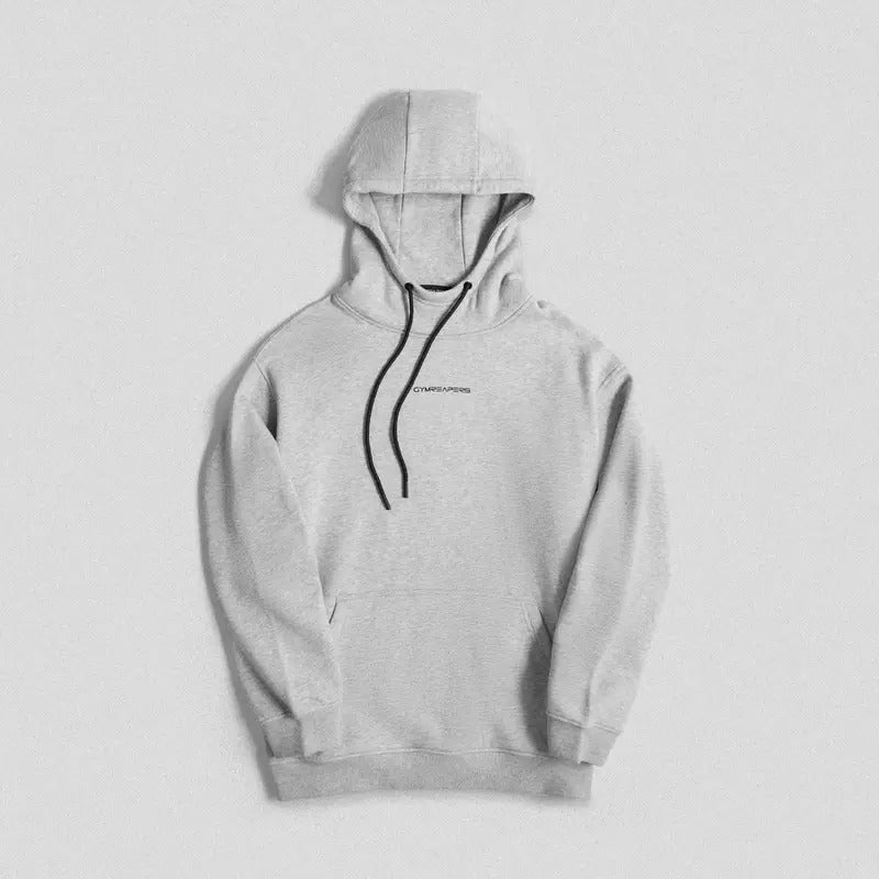 Ascend Mockneck Hoodie - Heather Gray, Thermal Performance Fabric Blend, Gymreapers Logo, Branded Drawcords Fleece...