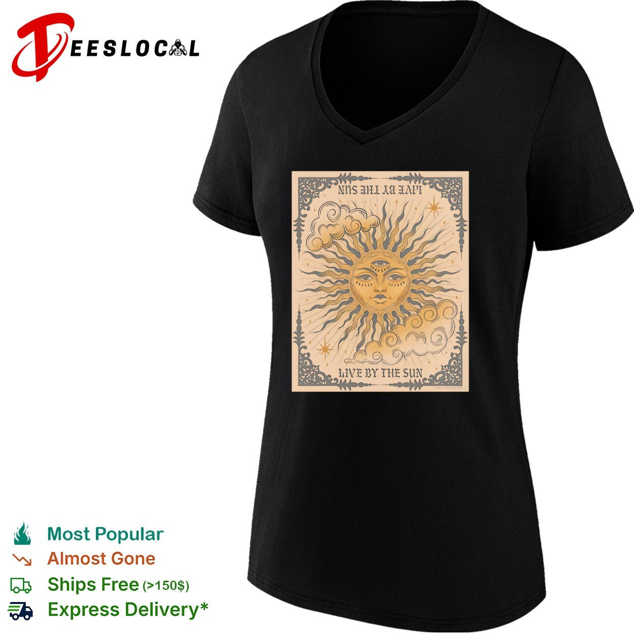 Ashley Bobaxter live by the sun tarot celestial shirt