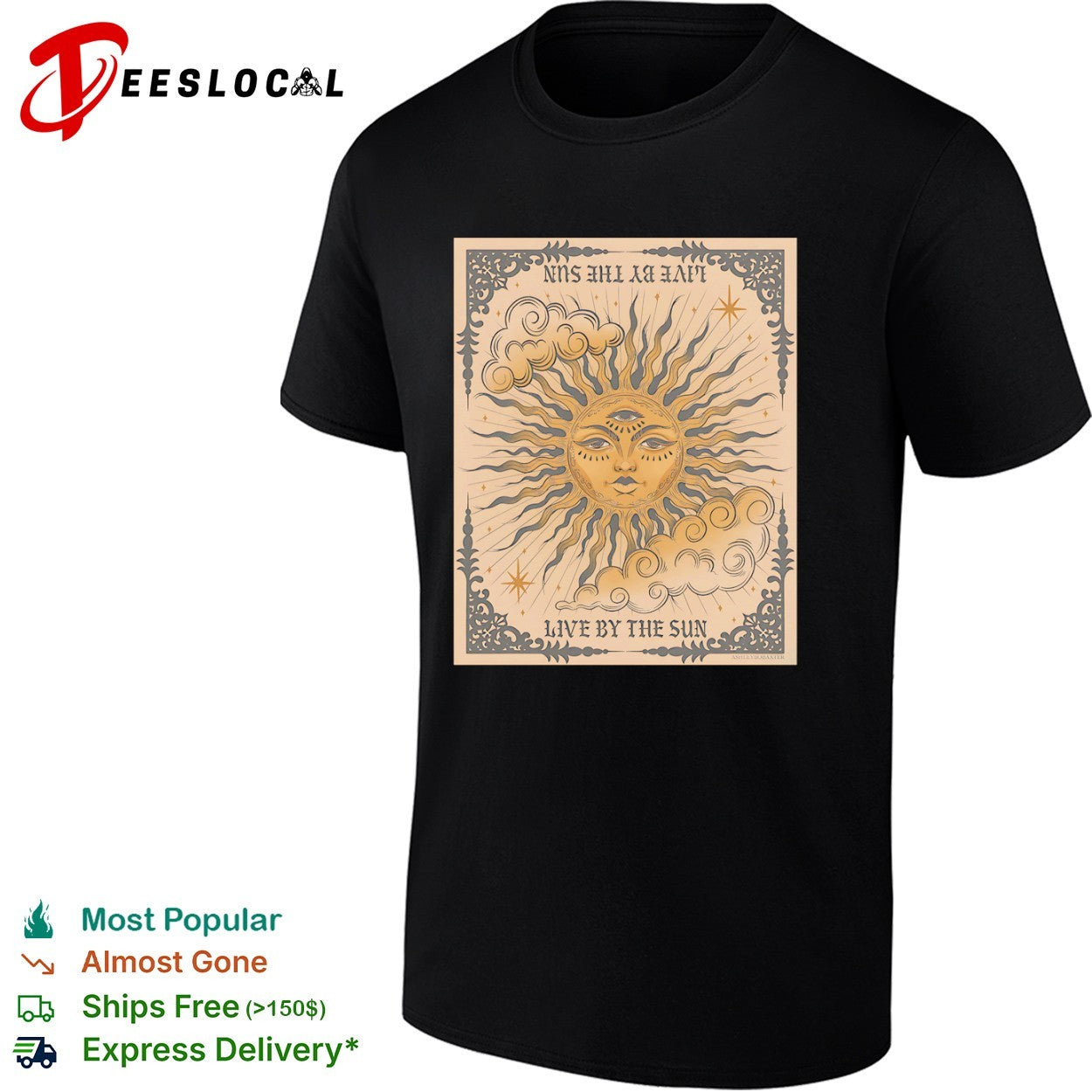 Ashley Bobaxter live by the sun tarot celestial shirt