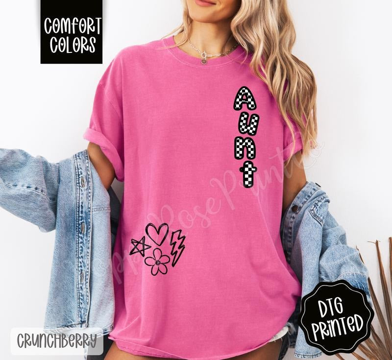 Aunt Doodle Shirt Comfort Colors, Trendy Graphic Women's Tee, Gift for Her