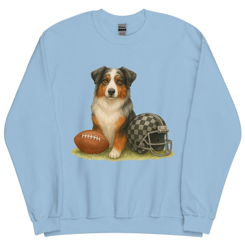Australian Shepherd Football Sweatshirt - Unisex Apparel Relaxed Fit Printed In The USA Clothing Womenswear Casual...