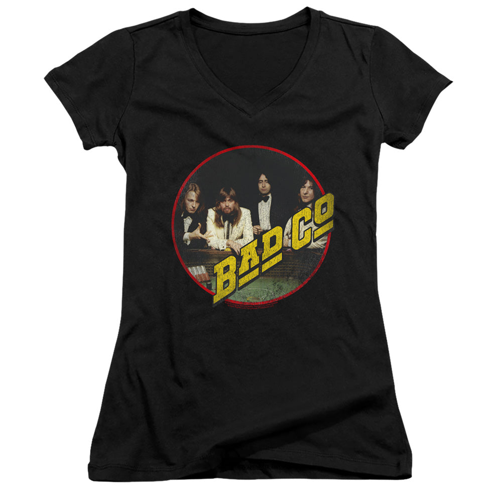 Bad Company Bad Co Junior Sheer Cap Sleeve V-Neck Womens T Shirt Black Hoodie, Sweatshirt | CiraTrend.com