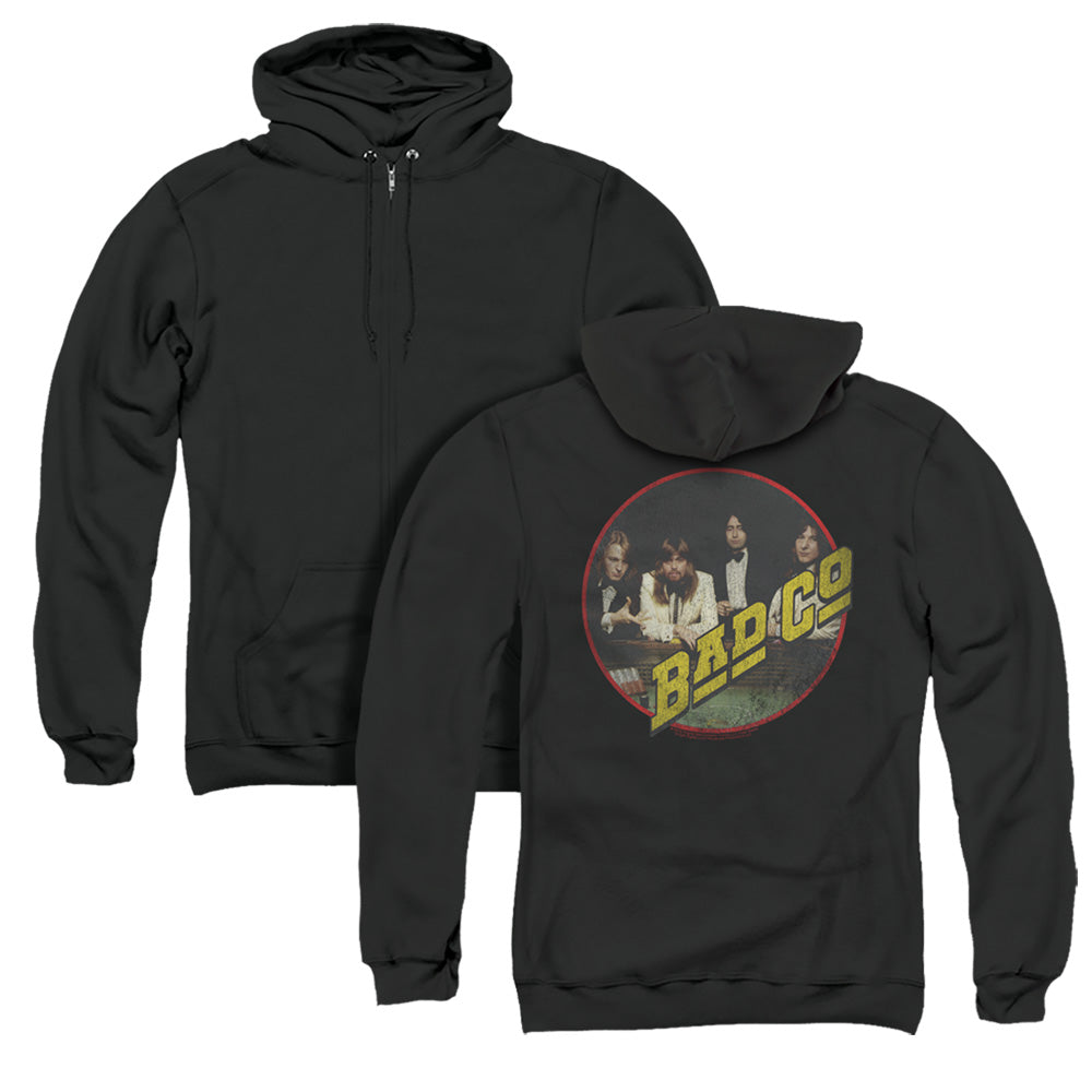 Bad Company Bad Co Back Print Zipper Mens Hoodie Black T-Shirts, Sweatshirt | CiraTrend.com (Image 1)