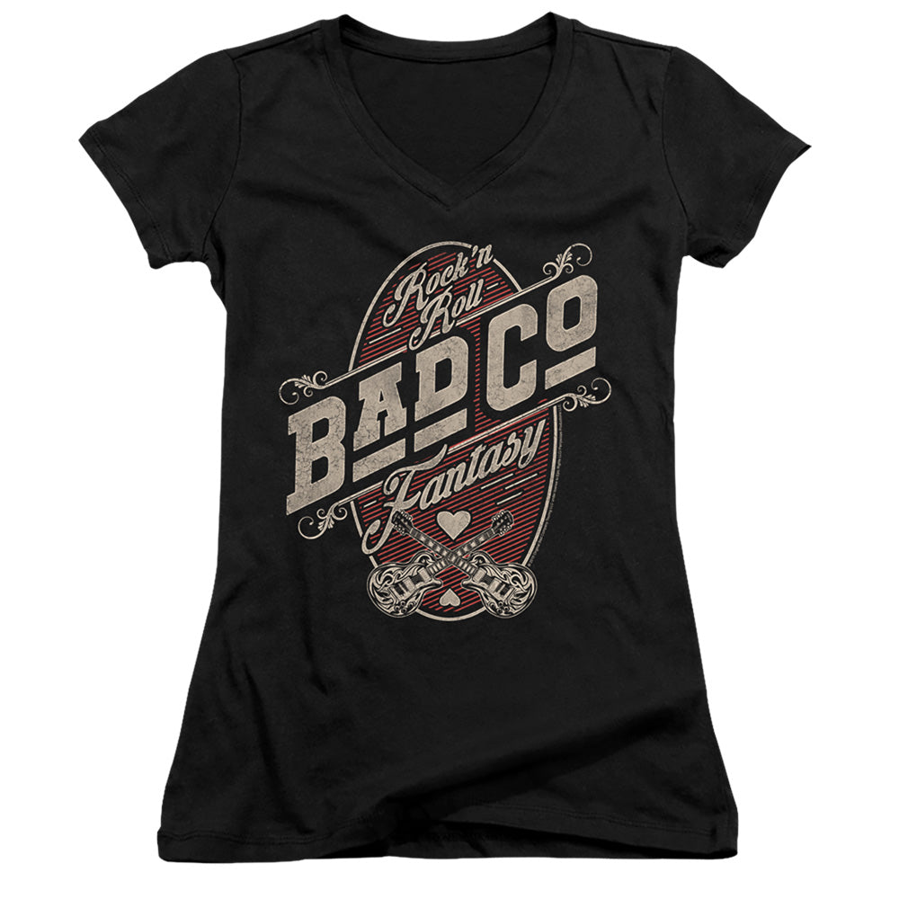Bad Company Fantasy Junior Sheer Cap Sleeve V-Neck Womens T Shirt Black Hoodie, Sweatshirt | CiraTrend.com