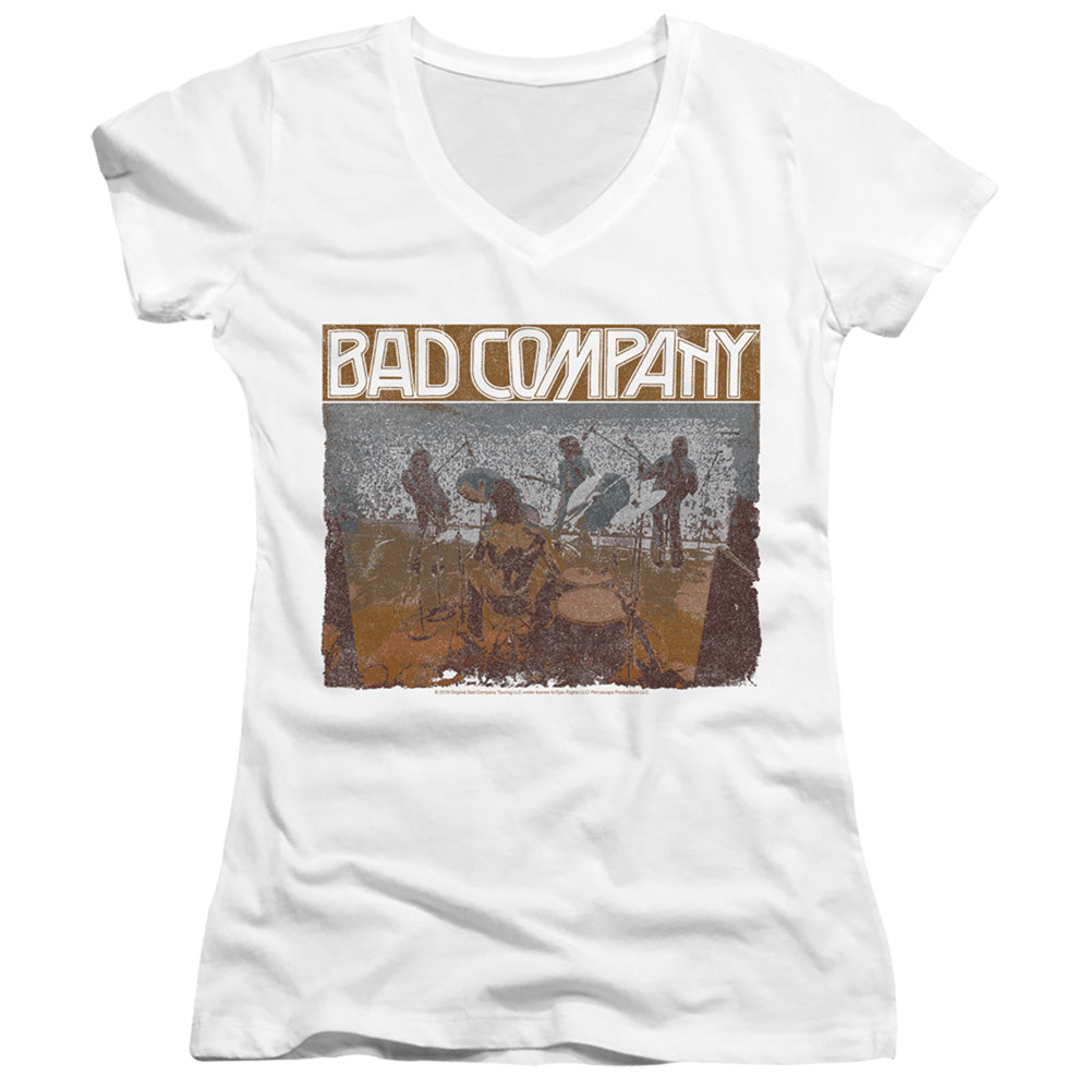 Bad Company Swan Song Junior Sheer Cap Sleeve V-Neck Womens T Shirt White Hoodie, Sweatshirt | CiraTrend.com
