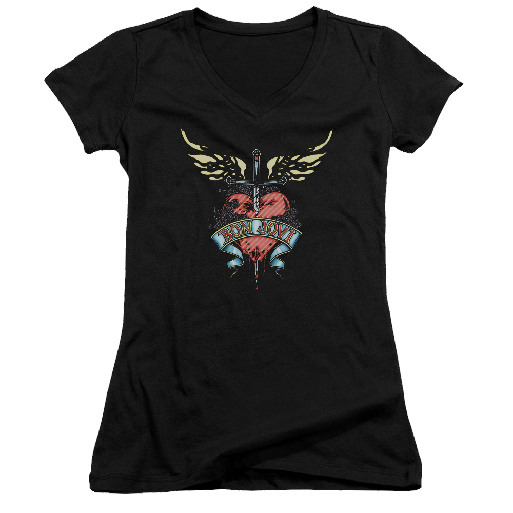Bon Jovi Daggered - Juniors V-Neck T-Shirt Hoodie, Sweatshirt | CiraTrend.com