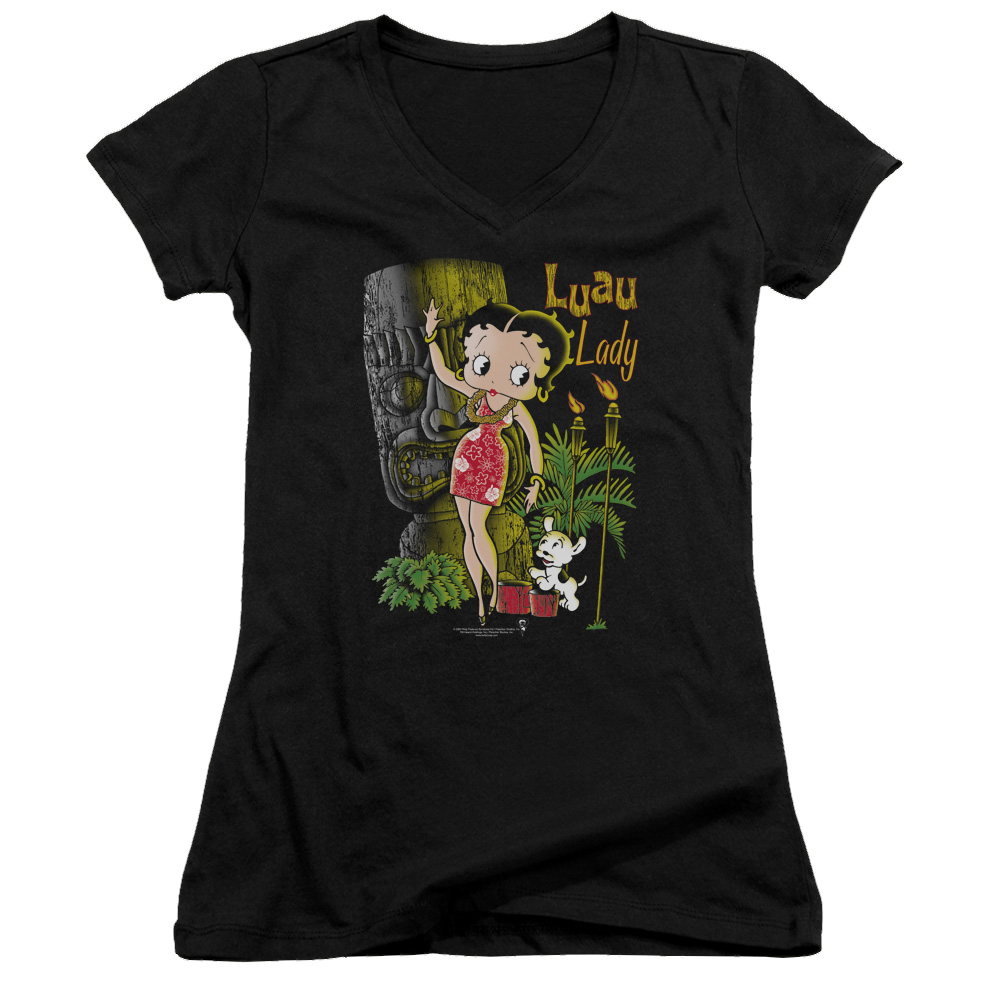 Betty Boop Luau Lady - Juniors V-Neck T-Shirt Hoodie, Sweatshirt | CiraTrend.com