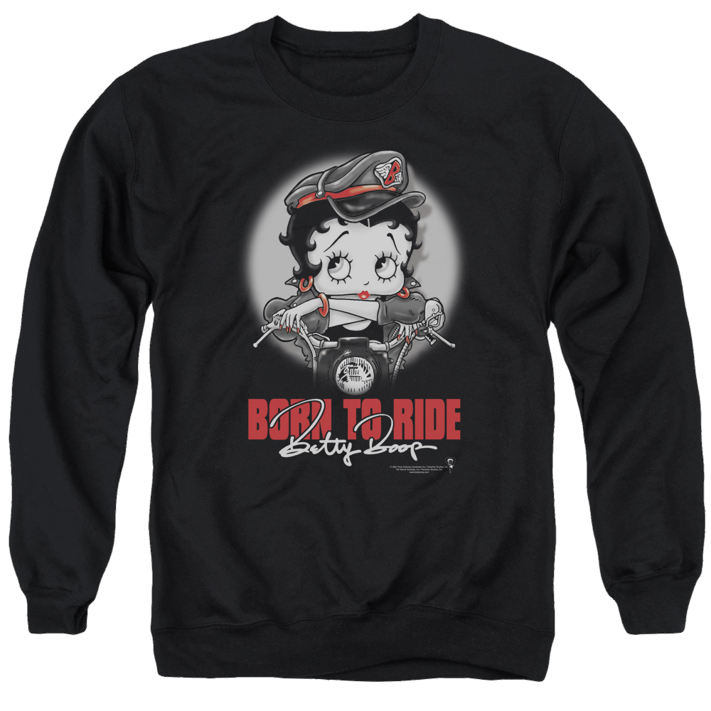 Betty Boop Born To Ride - Men's Crewneck Sweatshirt T-Shirts, Hoodie | CiraTrend.com