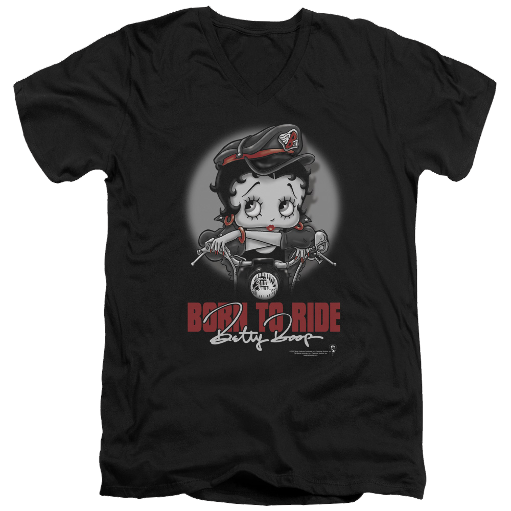 Betty Boop Born To Ride - Men's V-Neck T-Shirt Hoodie, Sweatshirt | CiraTrend.com
