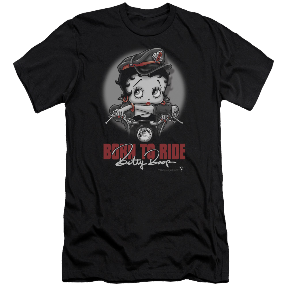 Betty Boop Born To Ride - Men's Premium Slim Fit T-Shirt Hoodie, Sweatshirt | CiraTrend.com