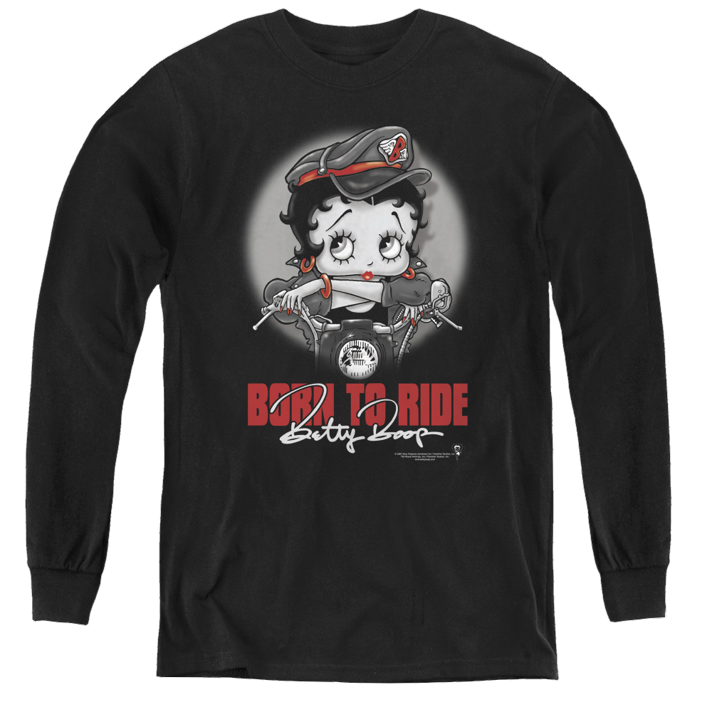 Betty Boop Born To Ride - Youth Long Sleeve T-Shirt Hoodie, Sweatshirt | CiraTrend.com