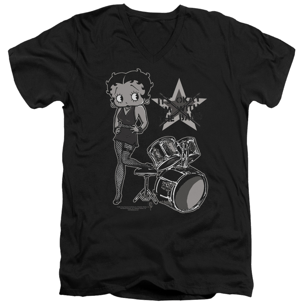 Betty Boop With The Band - Men's V-Neck T-Shirt Hoodie, Sweatshirt | CiraTrend.com