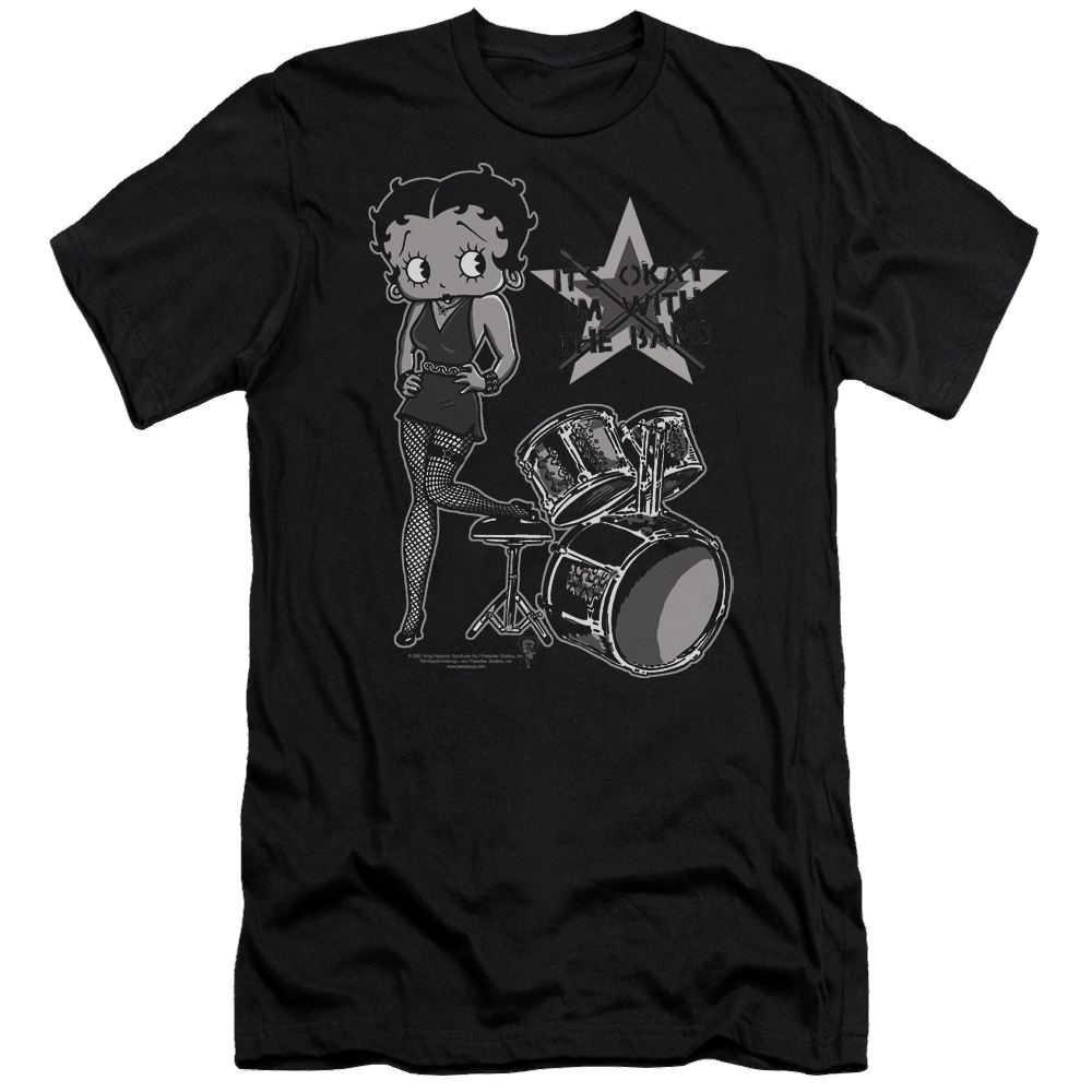 Betty Boop With The Band - Men's Premium Slim Fit T-Shirt Hoodie, Sweatshirt | CiraTrend.com