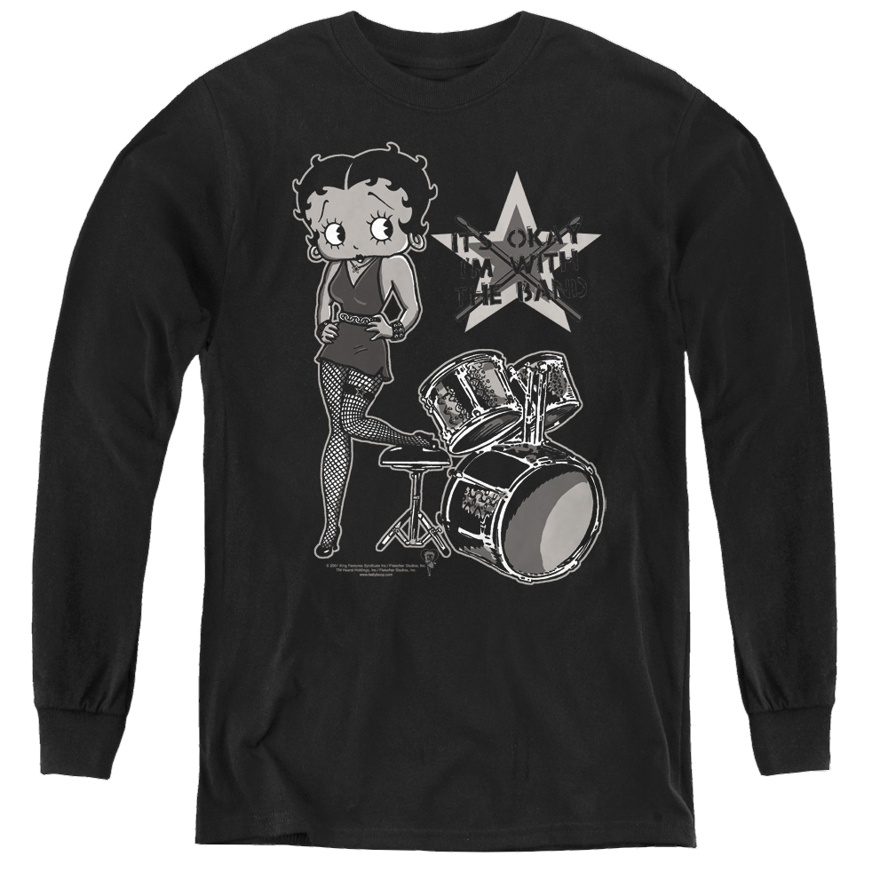 Betty Boop With The Band - Youth Long Sleeve T-Shirt Hoodie, Sweatshirt | CiraTrend.com