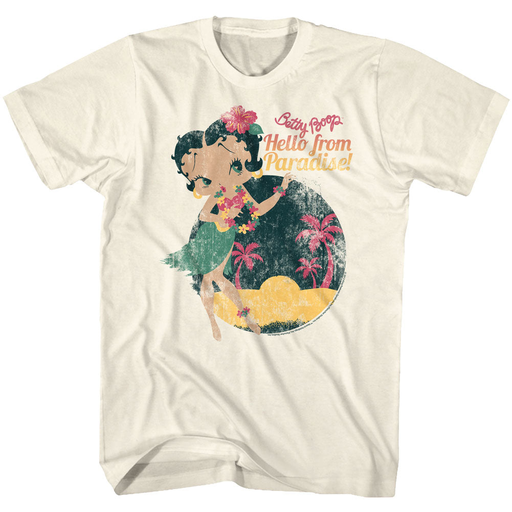 Betty Boop S S Hello Paradise Solid Natural T-Shirts, Hoodie, Sweatshirt