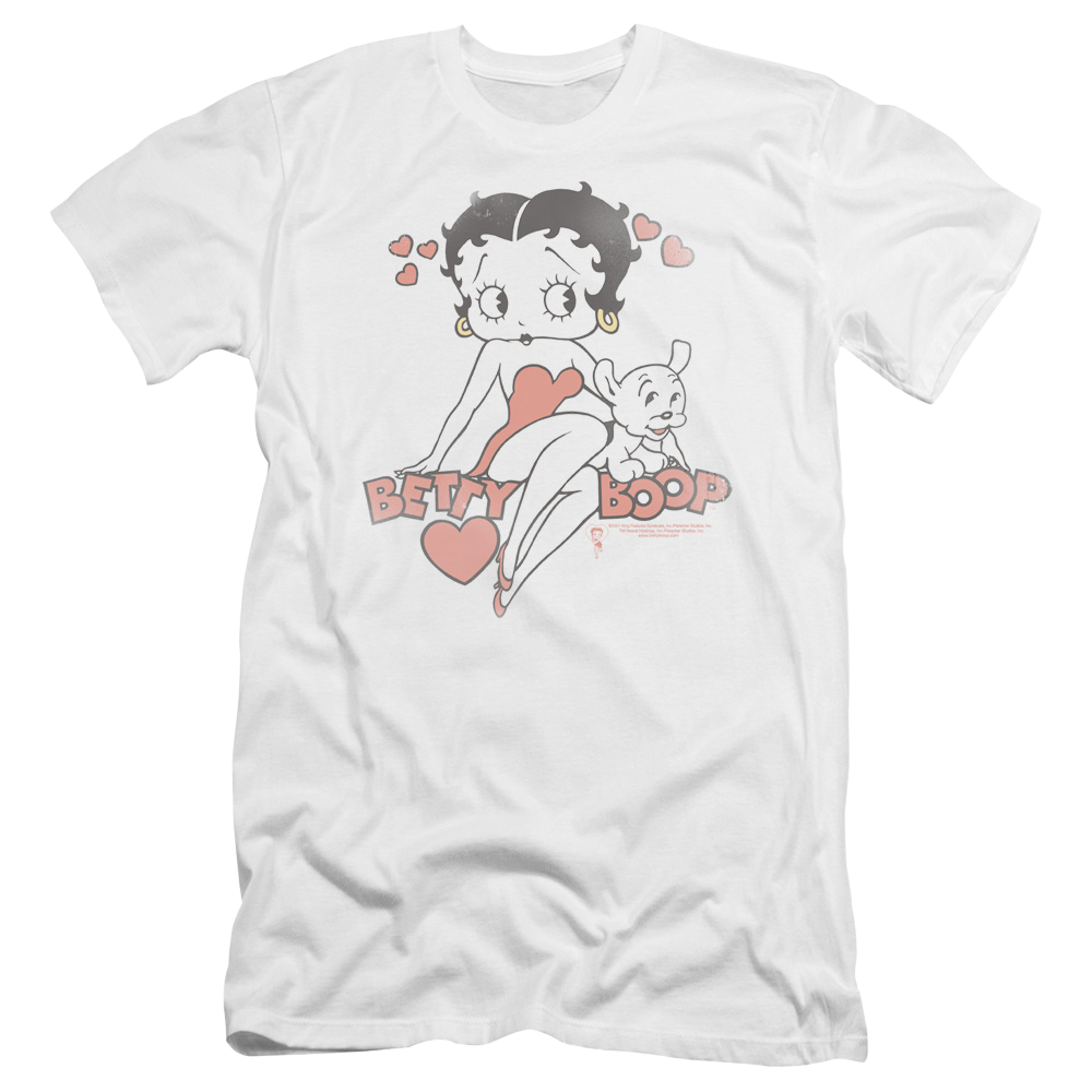 Betty Boop Classic With Pup - Men's Premium Slim Fit T-Shirt Hoodie, Sweatshirt | CiraTrend.com