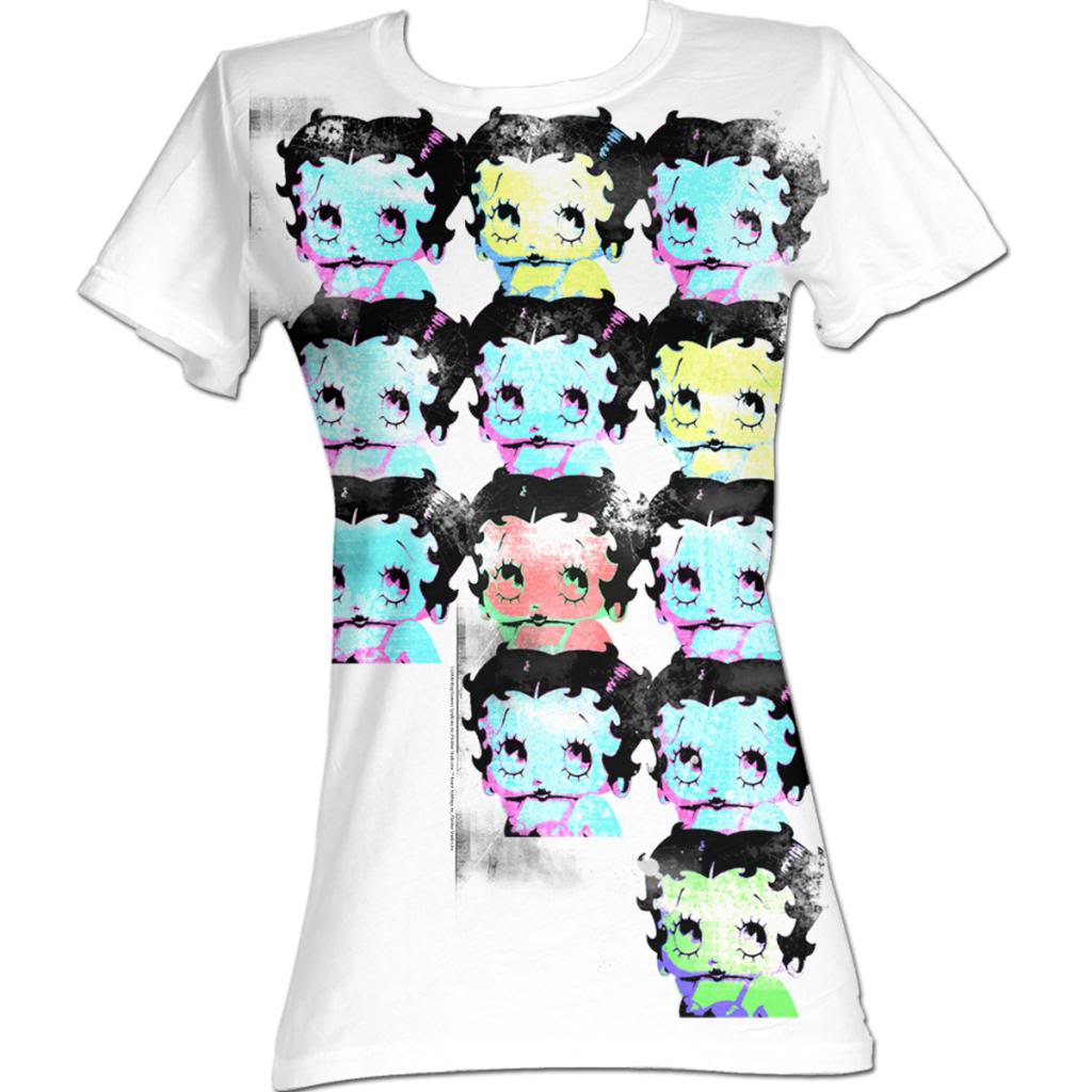 Betty Boop Juniors S S Warhol Esqe Solid White T-Shirts, Hoodie, Sweatshirt