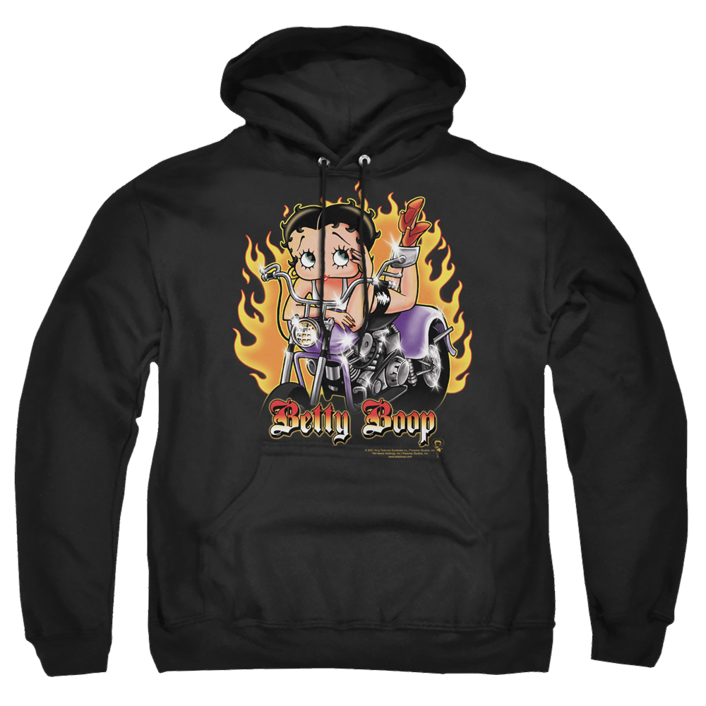 Betty Boop Biker Flames Boop - Pullover Hoodie T-Shirts, Sweatshirt | CiraTrend.com