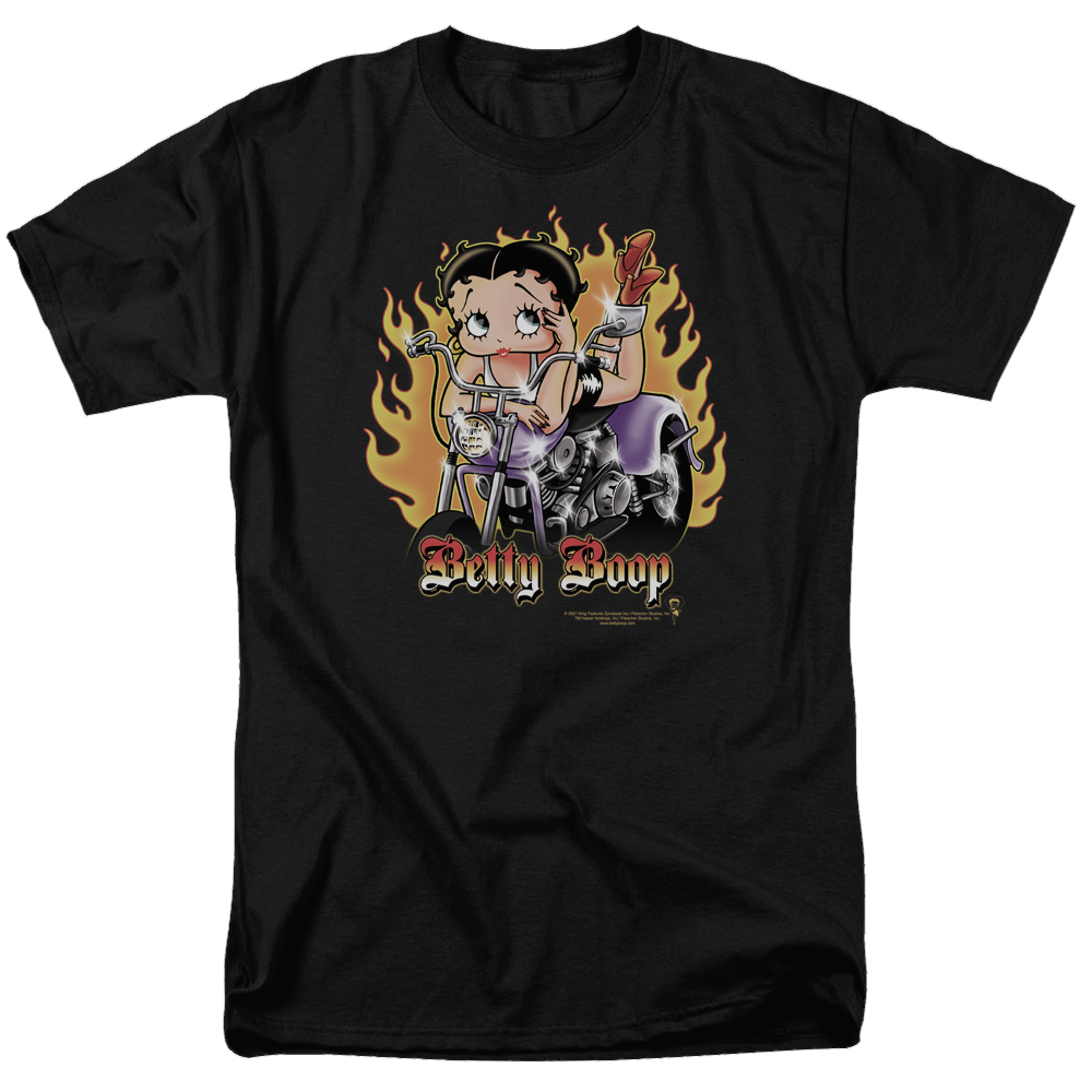 Betty Boop Biker Flames Boop - Men's Regular Fit T-Shirt Hoodie, Sweatshirt | CiraTrend.com
