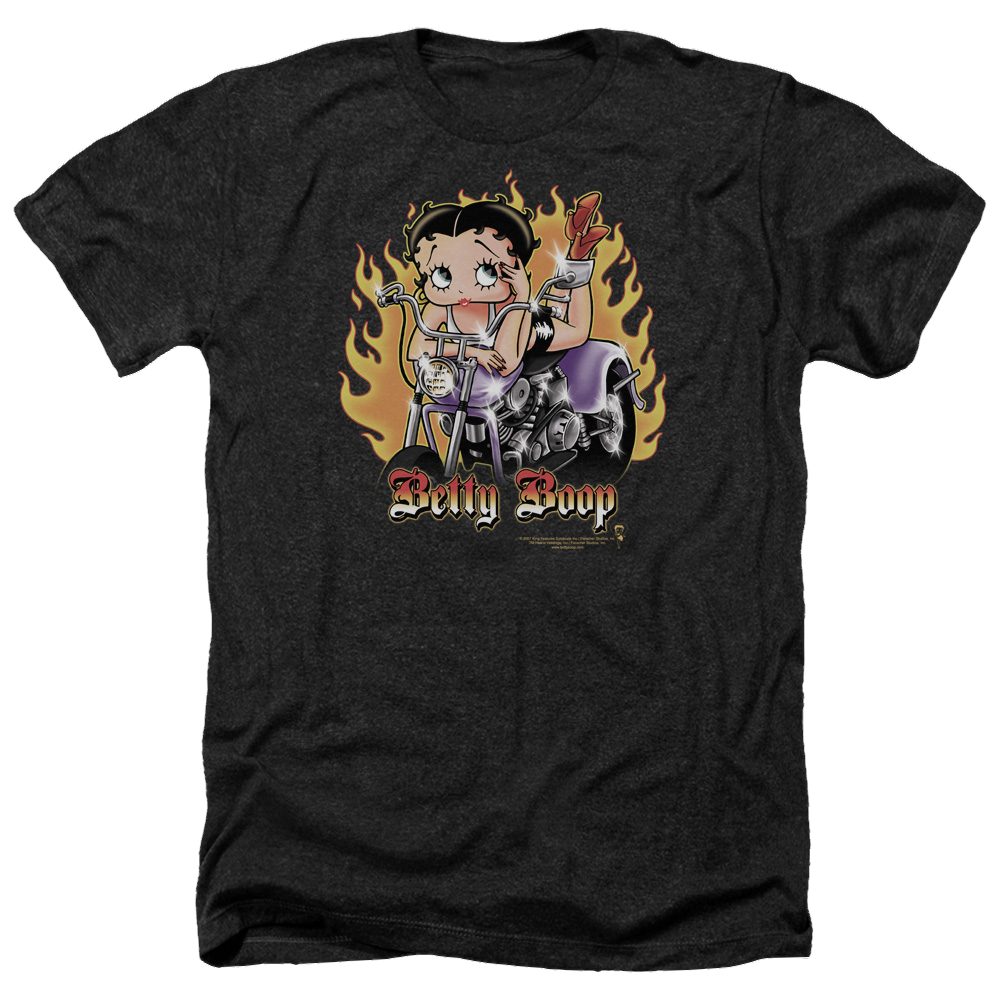 Betty Boop Biker Flames Boop - Men's Heather T-Shirt Hoodie, Sweatshirt | CiraTrend.com