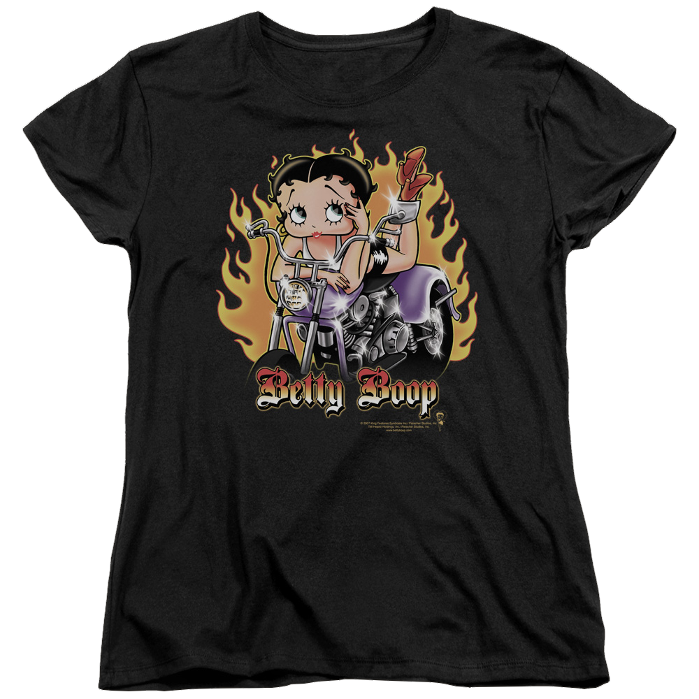 Betty Boop Biker Flames Boop - Women's T-Shirt Hoodie, Sweatshirt | CiraTrend.com