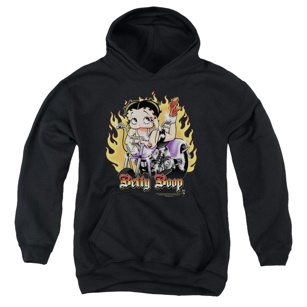 Betty Boop Biker Flames Boop - Youth Hoodie T-Shirts, Sweatshirt | CiraTrend.com