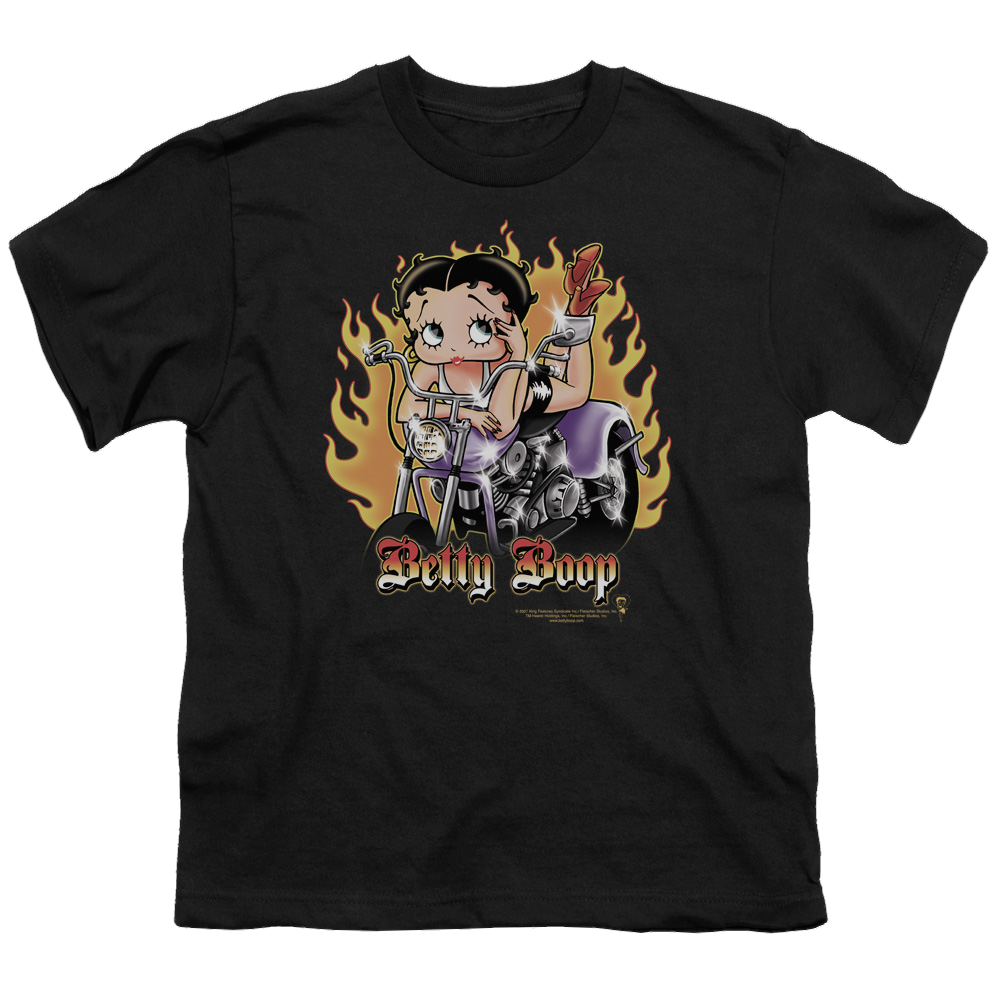 Betty Boop Biker Flames Boop - Youth T-Shirt Hoodie, Sweatshirt | CiraTrend.com