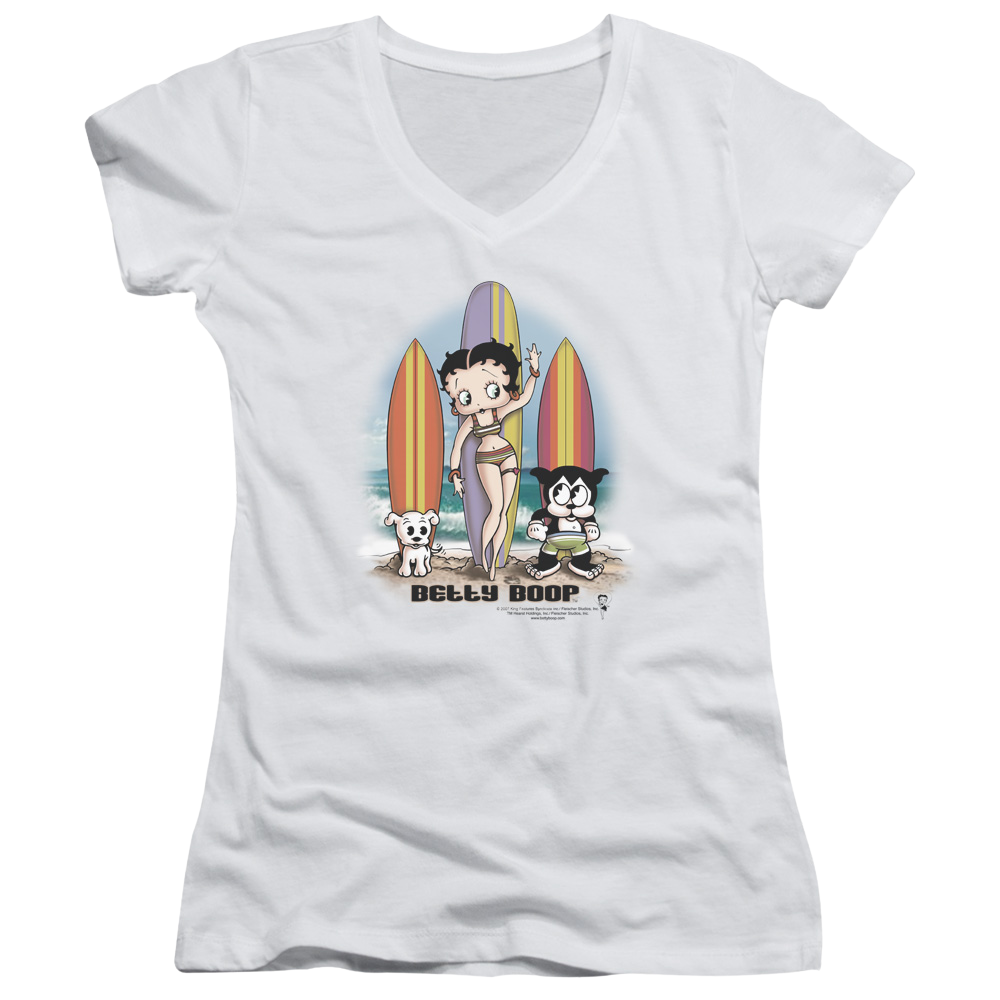 Betty Boop Surfers - Juniors V-Neck T-Shirt Hoodie, Sweatshirt | CiraTrend.com