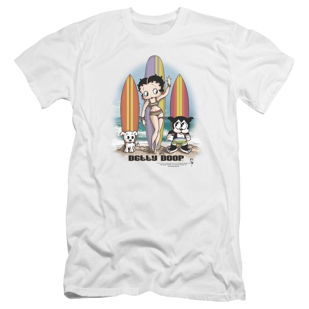 Betty Boop Surfers - Men's Premium Slim Fit T-Shirt Hoodie, Sweatshirt | CiraTrend.com