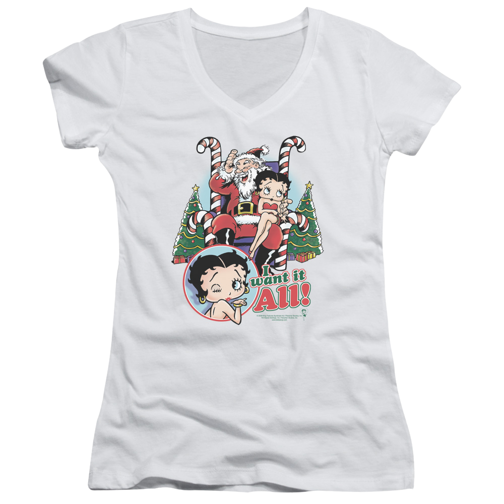 Betty Boop I Want It All - Juniors V-Neck T-Shirt Hoodie, Sweatshirt | CiraTrend.com