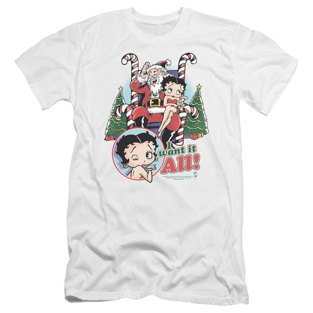 Betty Boop I Want It All - Men's Premium Slim Fit T-Shirt Hoodie, Sweatshirt | CiraTrend.com