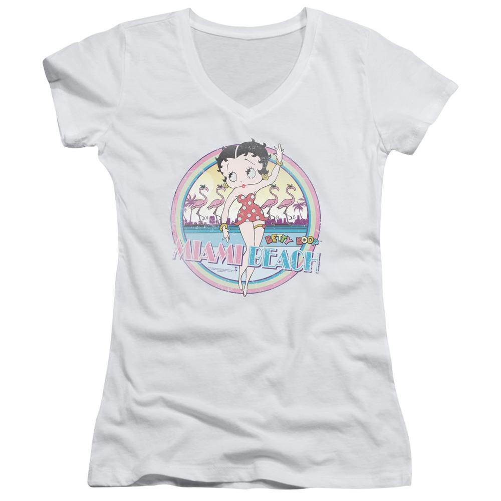 Betty Boop Miami Beach - Juniors V-Neck T-Shirt Hoodie, Sweatshirt | CiraTrend.com