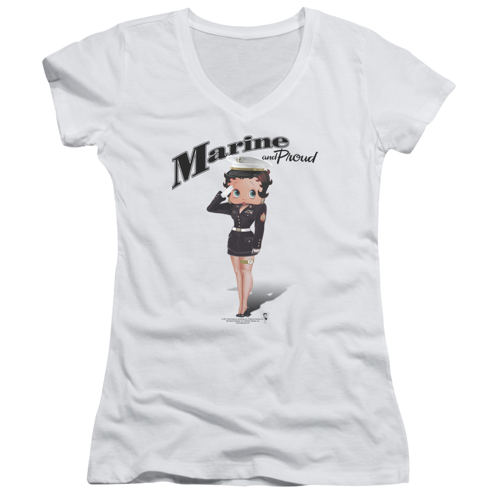 Betty Boop Marine Boop - Juniors V-Neck T-Shirt Hoodie, Sweatshirt | CiraTrend.com