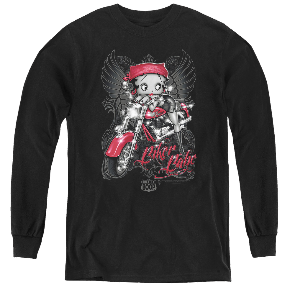 Betty Boop Biker Babe - Youth Long Sleeve T-Shirt Hoodie, Sweatshirt | CiraTrend.com