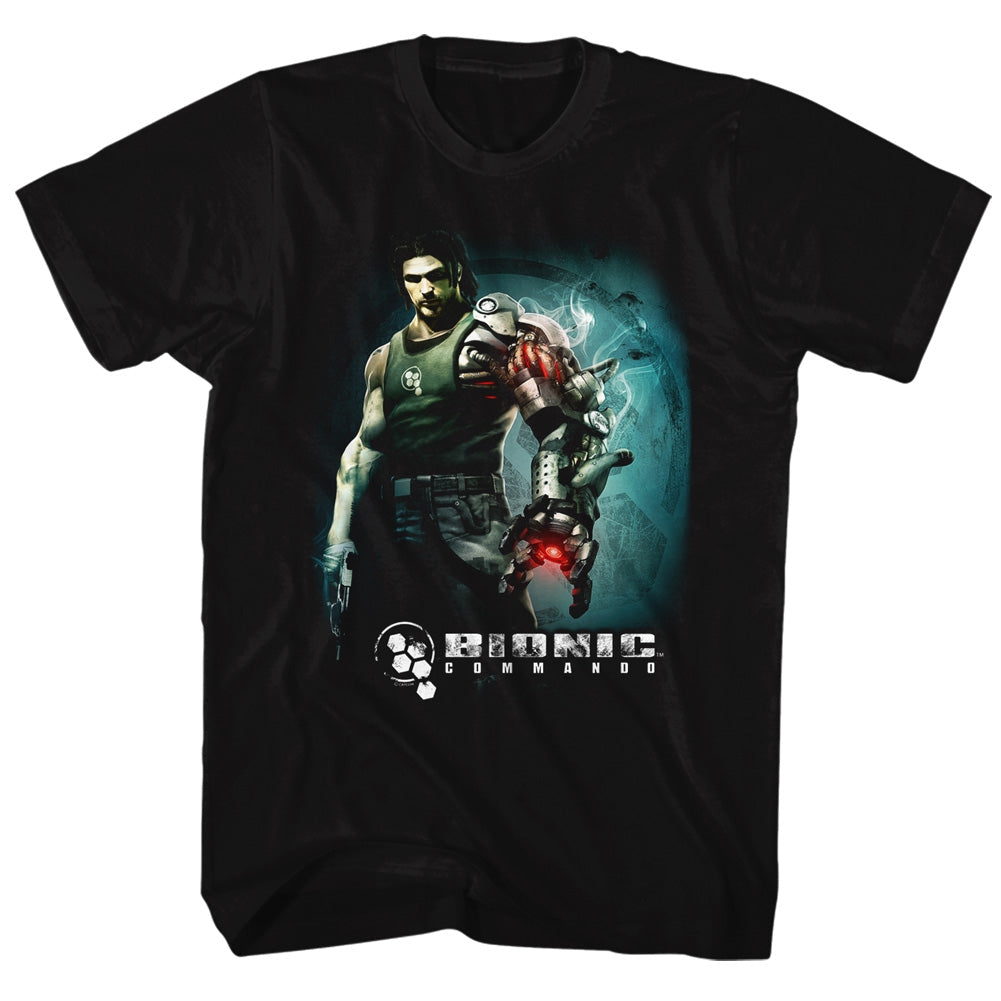 Bionic Commando Mens S/S T-Shirt - Steam Arm - Solid Black Hoodie, Sweatshirt | CiraTrend.com