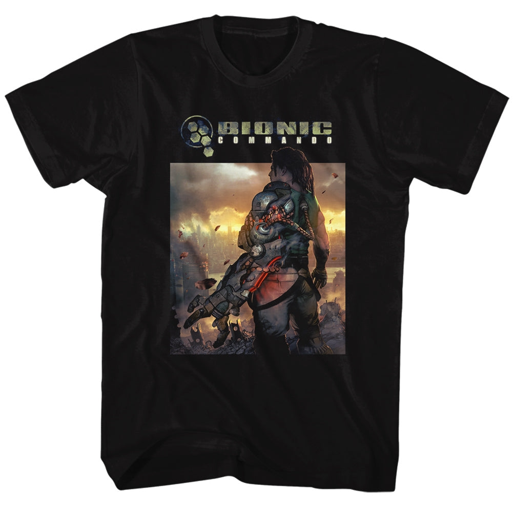 Bionic Commando Mens S/S T-Shirt - The World Burn - Solid Black Hoodie, Sweatshirt | CiraTrend.com