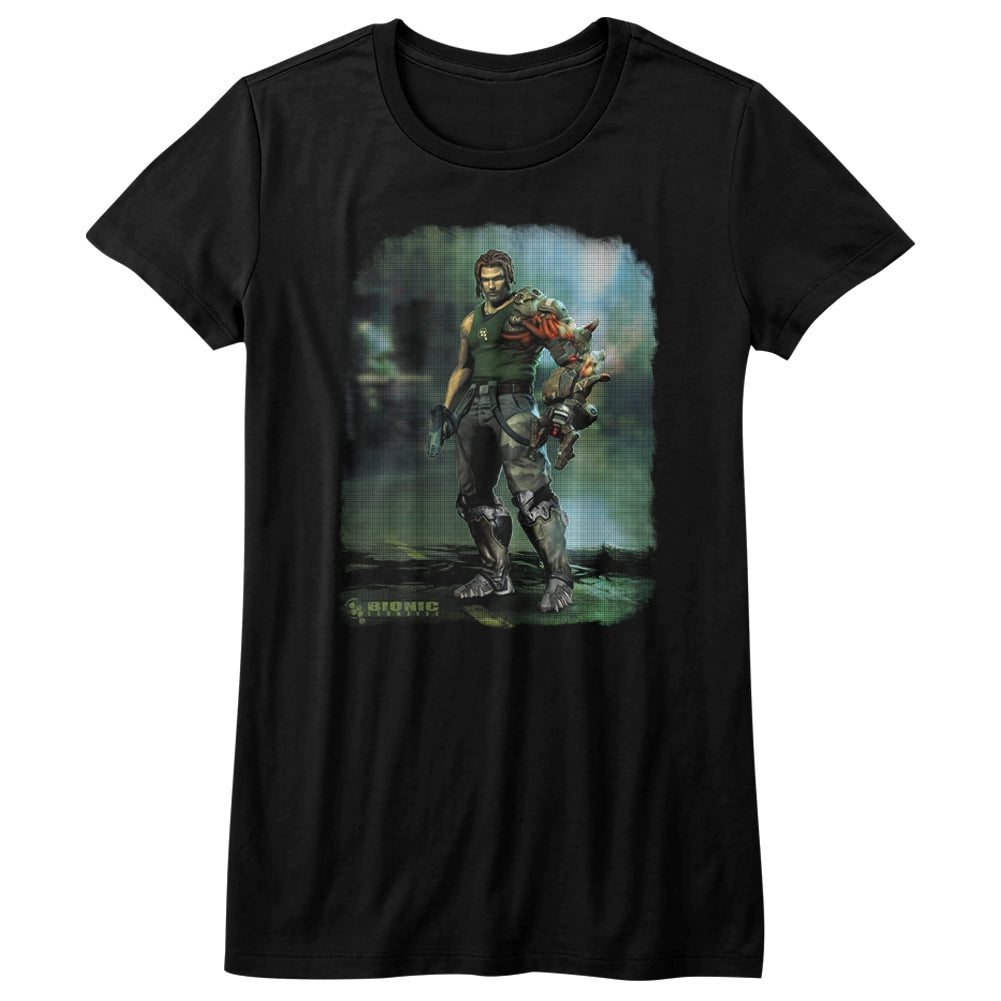 Bionic Commando Girls Juniors S/S T-Shirt - Damaged Road - Solid Black Hoodie, Sweatshirt | CiraTrend.com