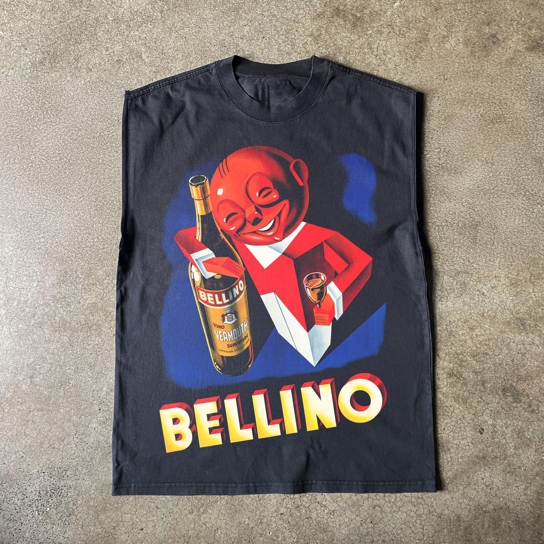1920's 'BELLINO' WINE CUT-OFF BLACK T-SHIRT Hoodie, Sweatshirt | CiraTrend.com (Image 1)