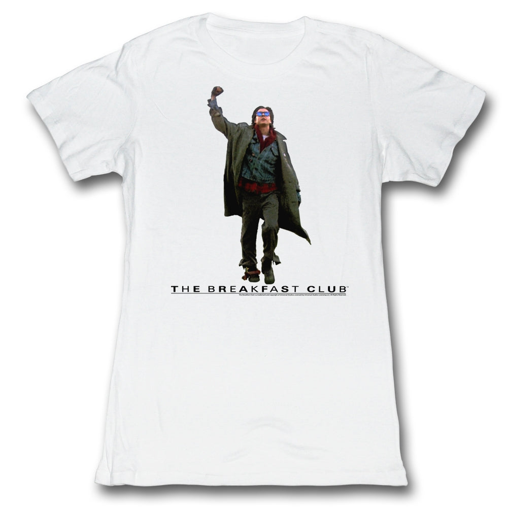 Breakfast Club Girls Juniors S/S T-Shirt - Fist Pump Cut Out - Solid White Hoodie, Sweatshirt | CiraTrend.com