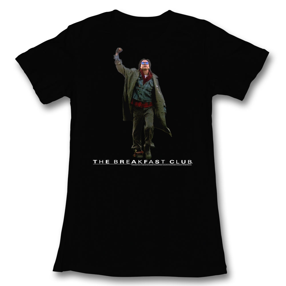 Breakfast Club Girls Juniors S/S T-Shirt - Fist Pump Cut Out - Solid Black Hoodie, Sweatshirt | CiraTrend.com