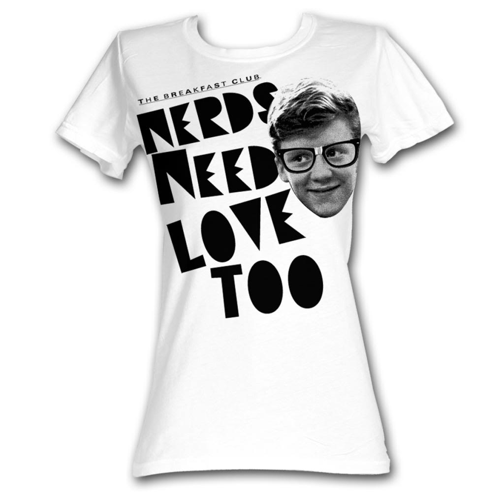 Breakfast Club Girls Juniors S/S T-Shirt - Nerd Love - Solid White Hoodie, Sweatshirt | CiraTrend.com