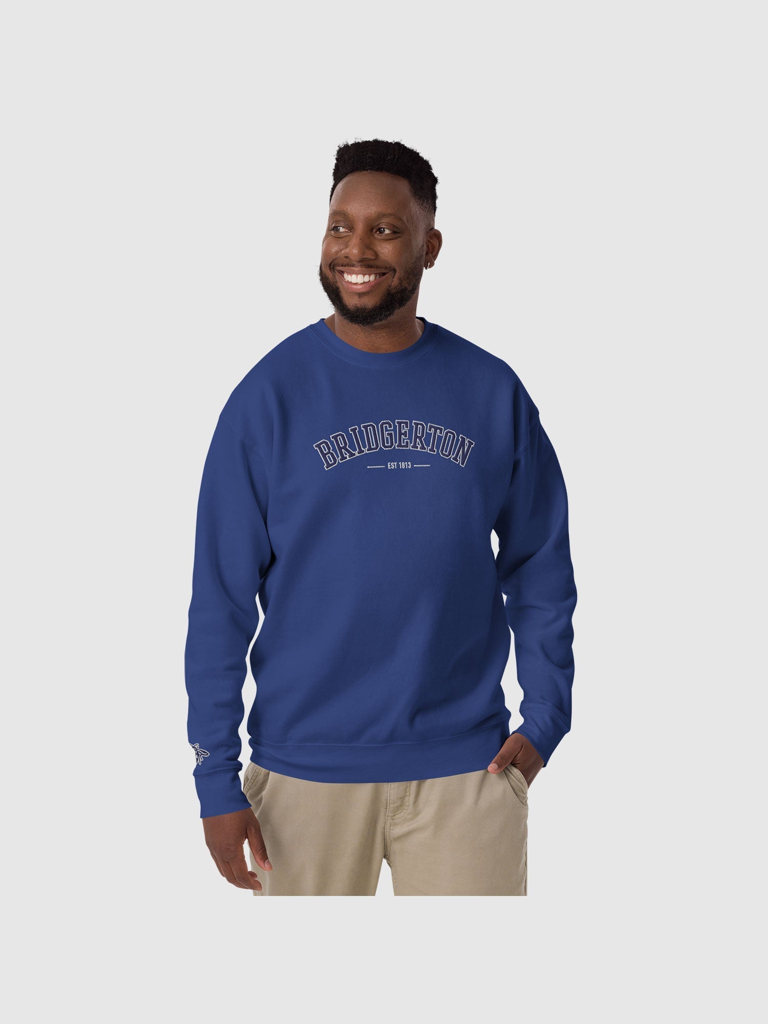 Bridgerton Varsity Embroidered Crewneck Sweatshirt [Team Royal] T-Shirts, Hoodie | CiraTrend.com (Image 3)