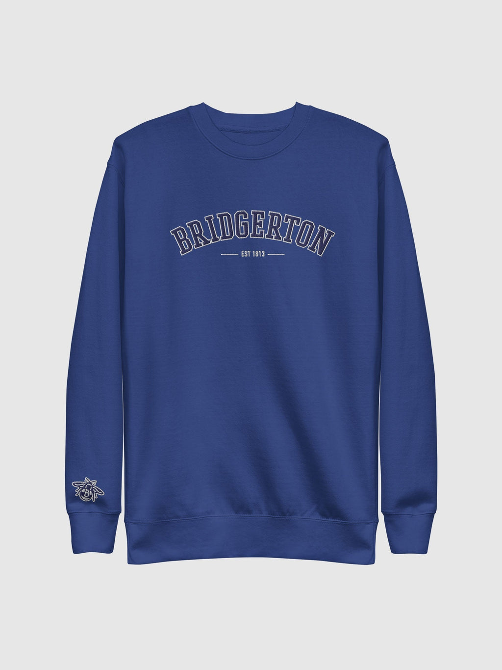 Bridgerton Varsity Embroidered Crewneck Sweatshirt [Team Royal] T-Shirts, Hoodie | CiraTrend.com (Image 1)
