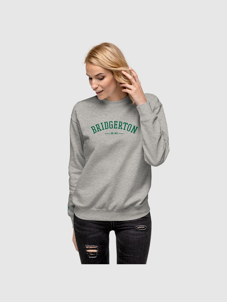 Bridgerton Varsity Embroidered Crewneck Sweatshirt [Carbon Grey] T-Shirts, Hoodie | CiraTrend.com (Image 4)