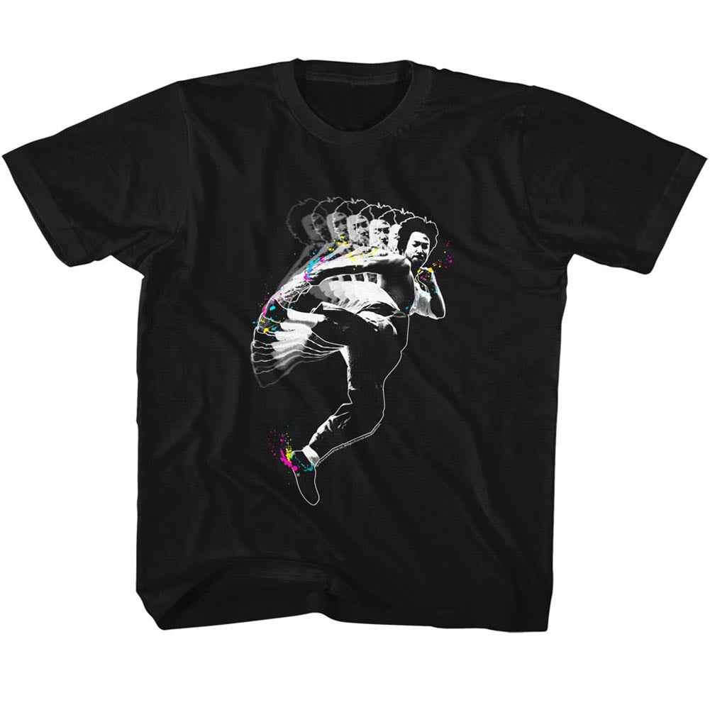Bruce Lee Youth S/S T-Shirt - Splat Kick - Solid Black Hoodie, Sweatshirt | CiraTrend.com