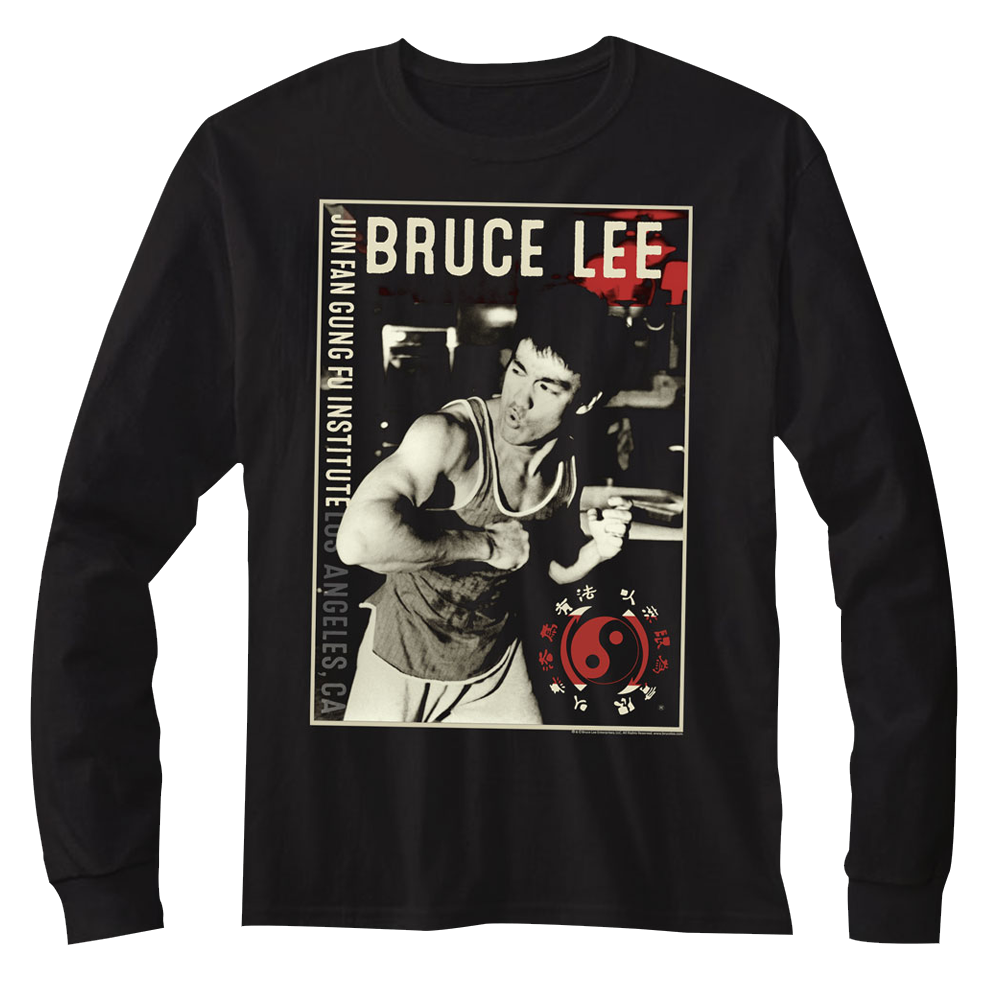 Bruce Lee Mens L/S T-Shirt - Bruce - Solid Black Hoodie, Sweatshirt | CiraTrend.com